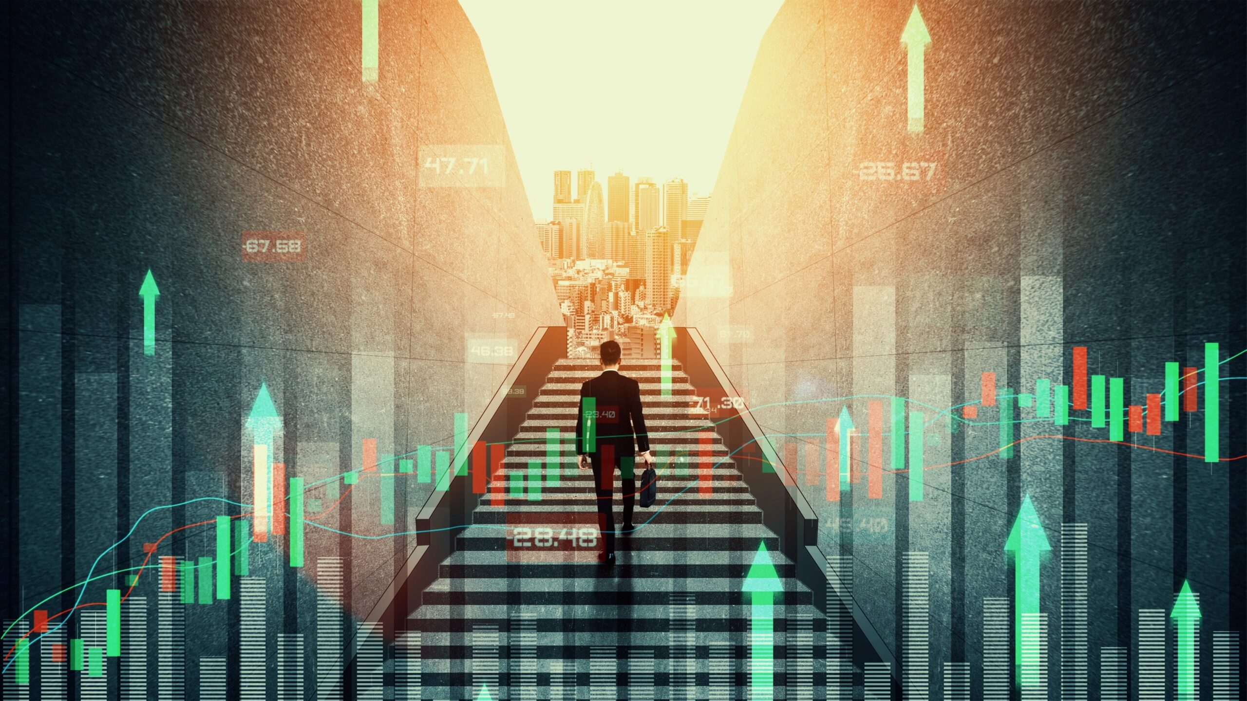 business growth potential concept with virtual graphic of financial success
